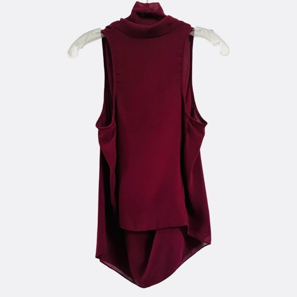 Cache Burgundy Drape Neck Polyester Top - Picture 2 of 5